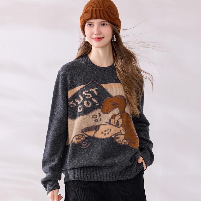 Snowforte Women's Cartoon Intarsia Cashmere Sweater