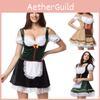 Charming Green V Neck Dirndl Costume Featuring Lace Design Ideal For Oktoberfest Events