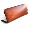 Wallet Adult Long Wallet Himeji Leather Round Zipper Large Capacity Genuine Leather [Peanuts] [Snoopy] [90940] (Brown)
