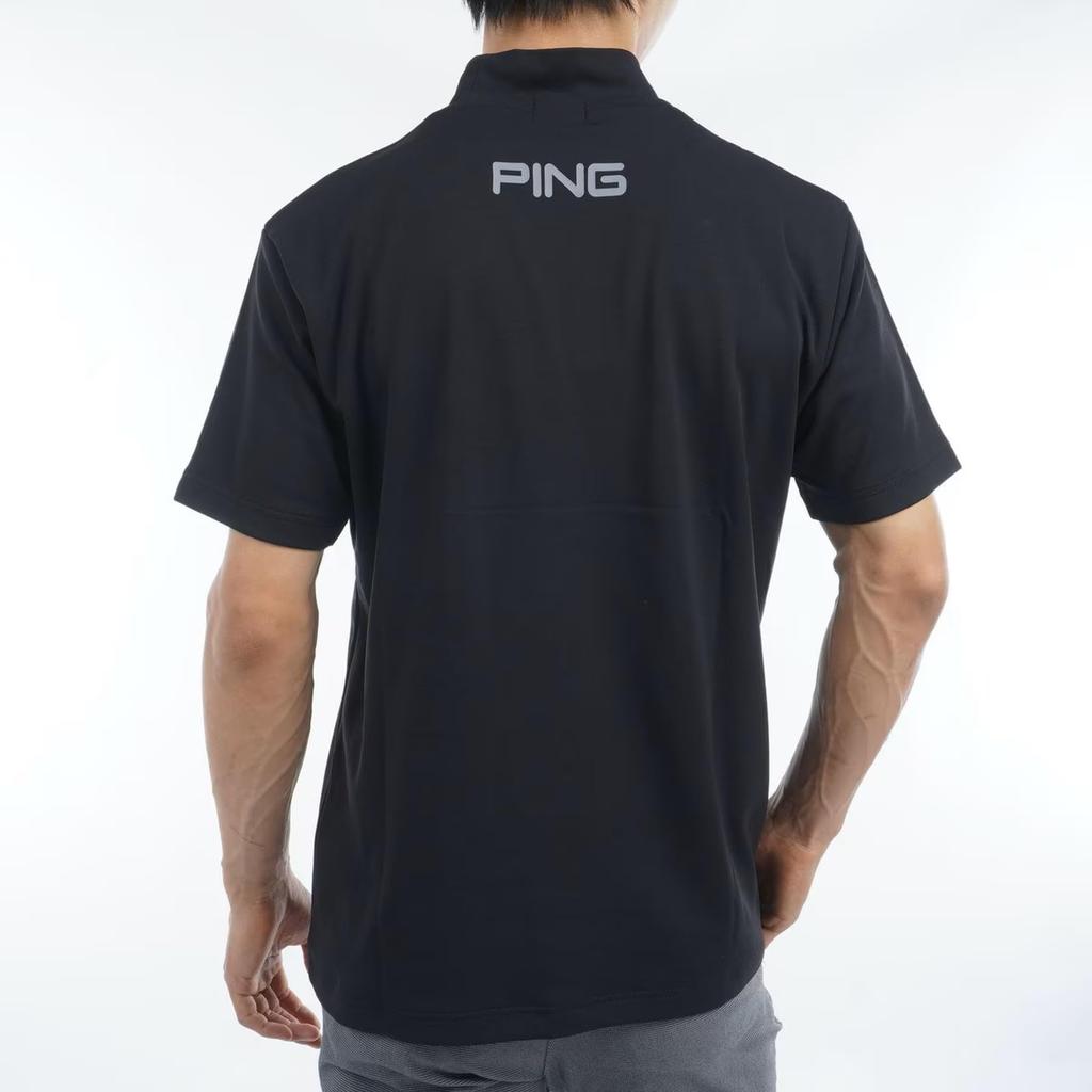 Ping Apparel Men's Short Sleeve High Neck Shirt (Lightweight, Stretch, UV Protection) / Golf Undershirt / 621-4267801 010_Black, Size 3L