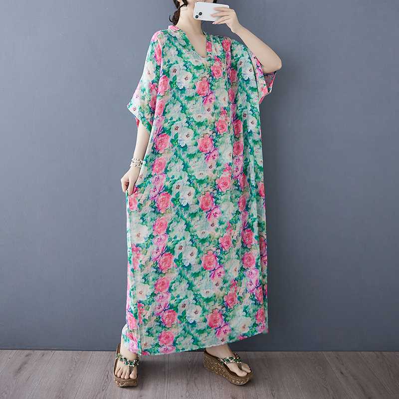 Летнее цветное дорожное платье с V-образным вырезом в стиле ретро, длинная юбка, хлопок-лен