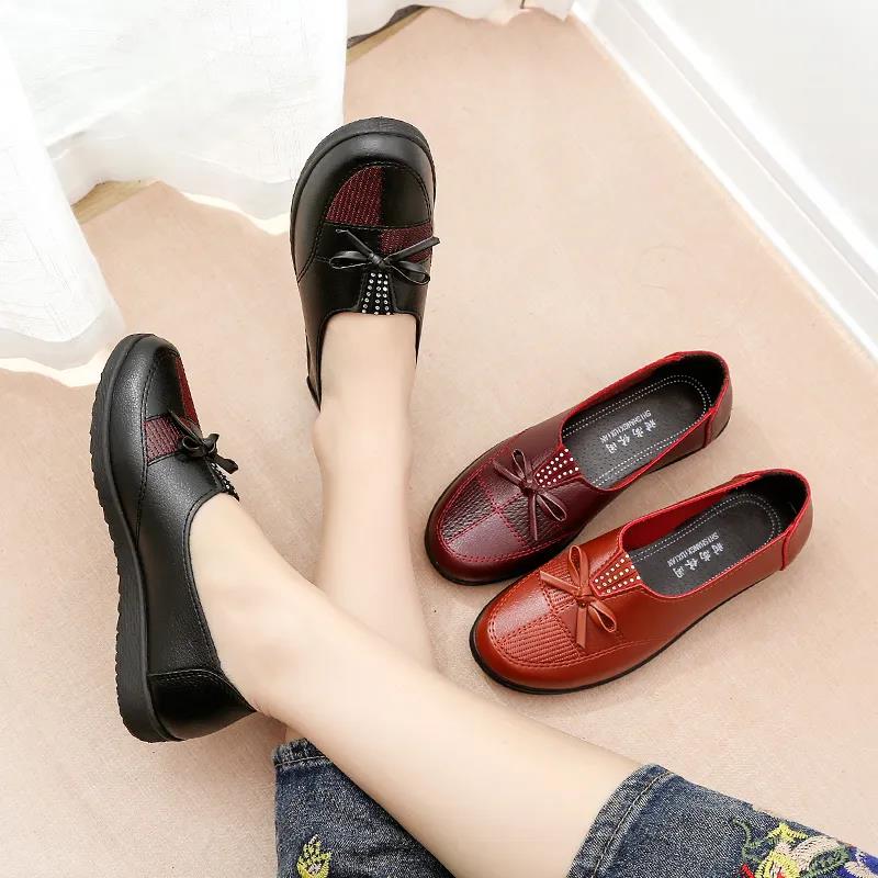 Simple Leather Shoes Spring and Autumn Single Shoes Comfortable Non-slip Soft Bottom Soft Leather Casual Shoes Work Shoes