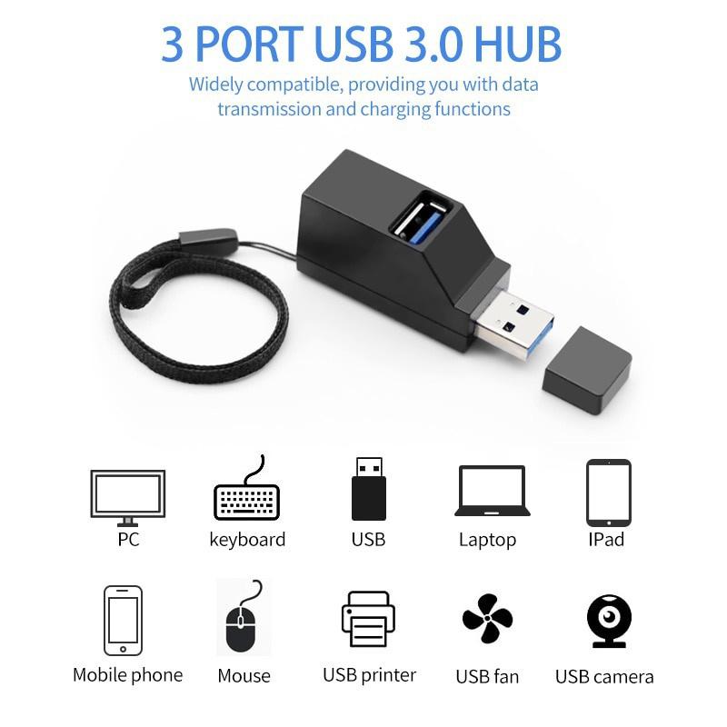 3-портовый USB-концентратор-адаптер-удлинитель для ПК, ноутбука, мобильного телефона, USB-разветвитель, 3-стороннее зарядное устройство, дисковая док-станция для мыши ZPG