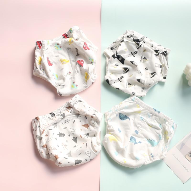 4Pcs BoysCotton Diaper Nappies Pants Reusable Washable Baby Diapers