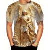 Mens 3d Angel Warrior Graphic T Shirt Golden Sword Design 3D Printed Tshirt For Men Clothes Wing Ornate Border Unisex Tee Tops