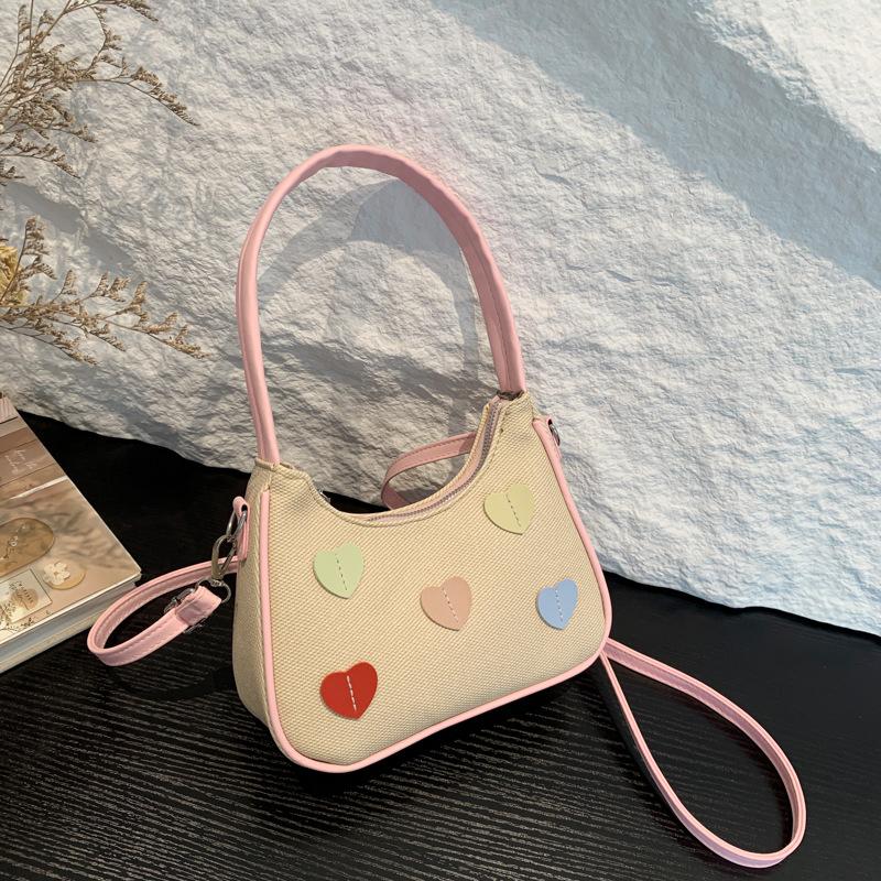 Модная маленькая свежая сумка подмышку 2025 осень новая высокая ценность персиковое сердце повседневная универсальная на плечо мессенджер
