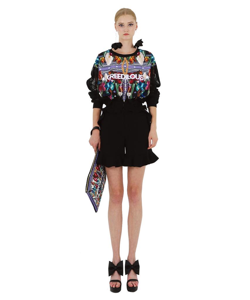 GREEDILOUS Black Mesh One-Point Sweatshirt