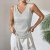 Women Vest Sequin Decoration V-Neck Sleeveless Top Loose Fit Bottoming Vest