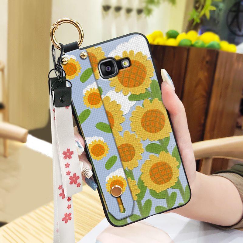 Back Cover Wristband Phone Case For Samsung Galaxy A510/A5 2016/SM-A510F Anti-dust Kickstand Waterproof Flower Durable