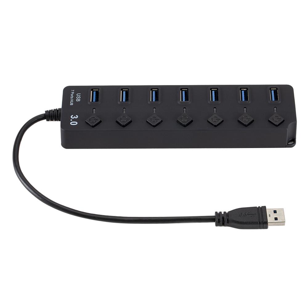 Разветвитель USB 3.0 HUB, 7 портов с переключателями включения/выключения, высокоскоростной микро-разветвитель 5 Гбит/с