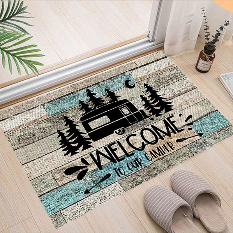 Cartoon Camping Floor Mat Entrance Welcome Doormats Kitchen Rug Home Decor Carpet Non-slip Area Rug Anti-slip Machine Washable