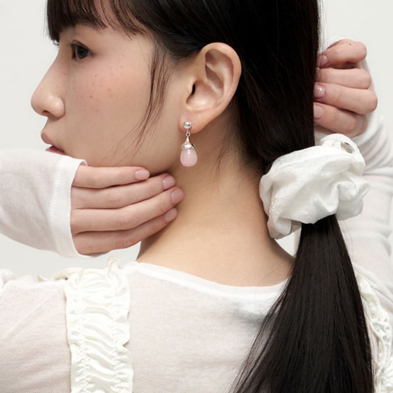 geegee [silver925] rose quartz earring