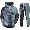 Autumn Winter 3D Horse Printed Men's Hooded Sweater Set Men's Sportswear Tracksuit Long Sleeve Men's Clothing Suit