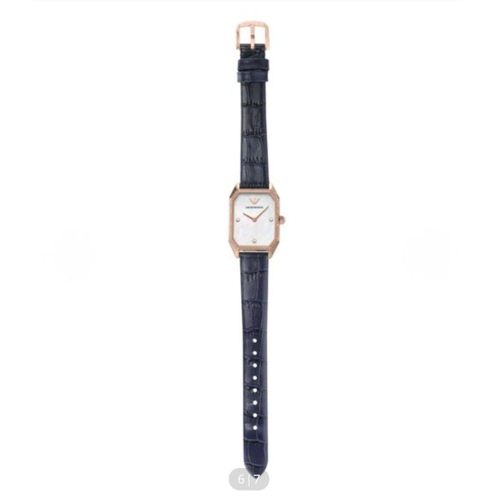 Б/у Женские часы EMPORIO ARMANI Восьмиугольные Синие Emporio Armani Часы Аналоговые Кожаные AR11466