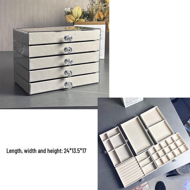 [Новинка 2024 г.] Бархатная шкатулка для украшений: Многоуровневый ящик для хранения сережек и браслетов