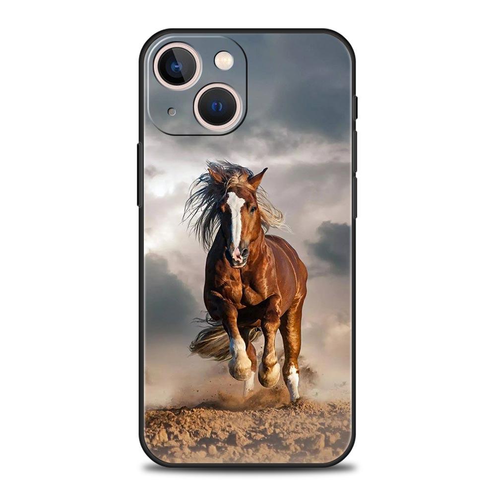 Чехол для телефона с изображением животного Лошадь для iPhone 17 16 15 14 13 12 Pro Max 11 Pro Max 17 AIR Plus Ударопрочный Мягкий ТПУ Чехол Fundas Capas