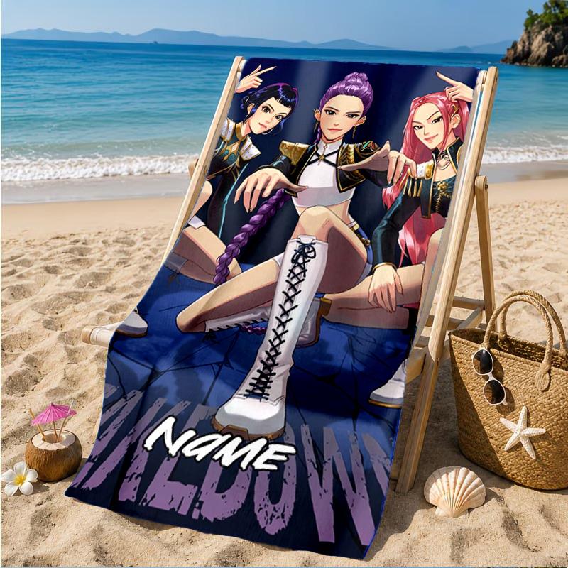 Custom Name Fantasy Night Trio K-Pop Beach Towel Microfiber Beach Towel, Lightweight and Quick-Dry, for Summer Travel, Swimming Pool Gift