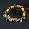 New Unisex Men Women Pixiu Attract Wealth Bracelets Wristband Good Luck Bangle Obsidian Stone Beads