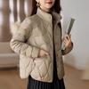 Women's Lightweight Short Warm Coat Solid Color Design Commuter Coat