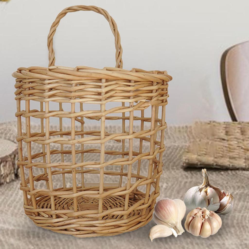 Корзина для хранения фруктов и овощей, подвесная настенная корзина с ручкой, тканая для