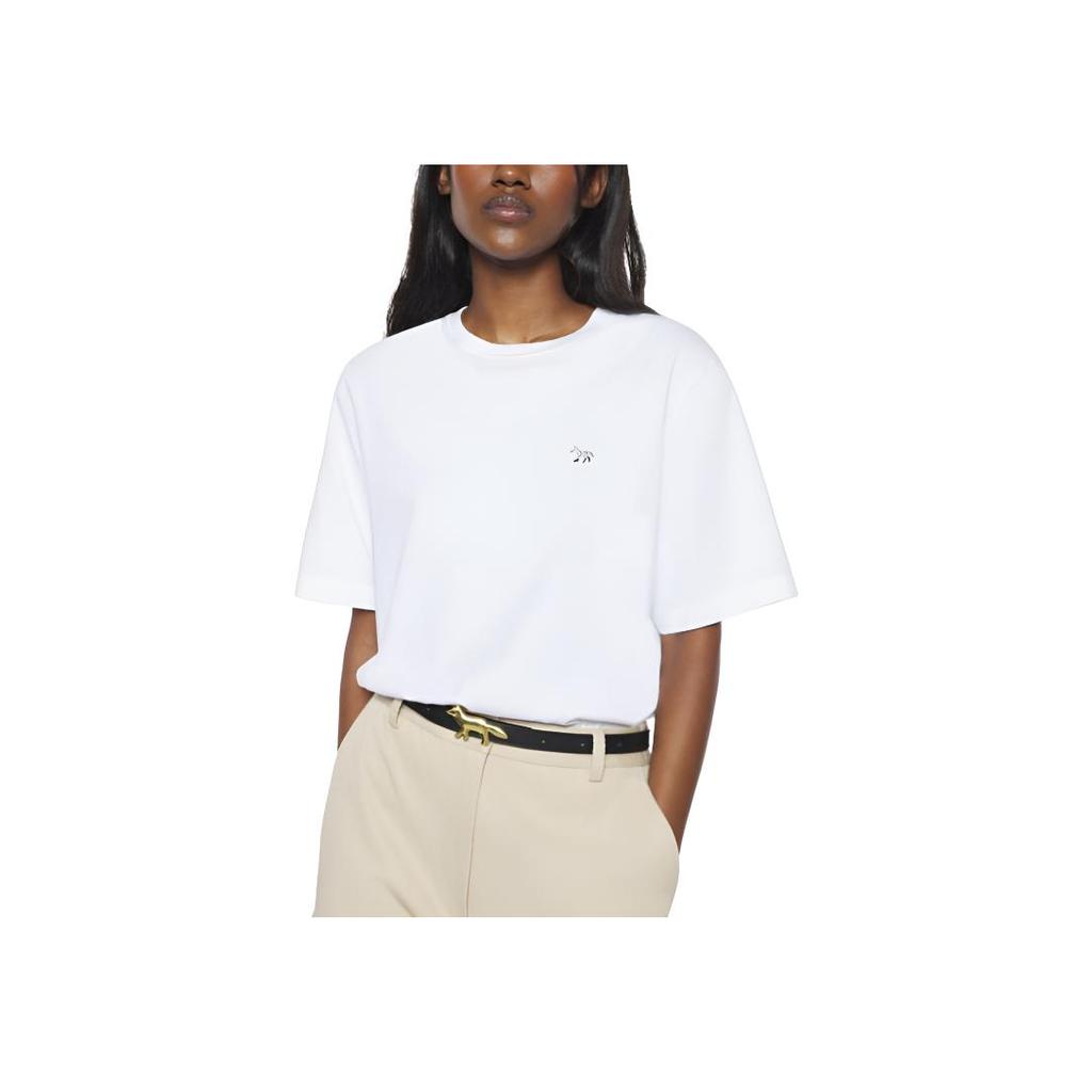 Maison Kitsune Solid Color Round Neck Short Sleeve T-Shirt Women tops White OW00130KJ0008-P100