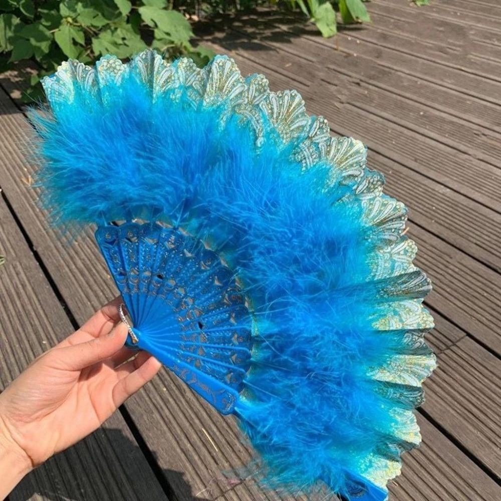 Accessories Handmade with Pendant Dance Hand Fan Party Decor Feather Folding Fan Wedding Gift
