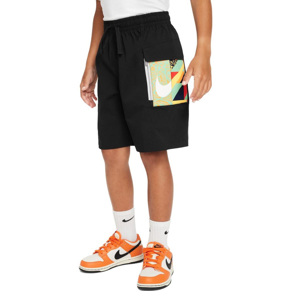 Nike Детские шорты карго с цветными блоками, множеством карманов и кулиской, повседневные, FV5792-010
