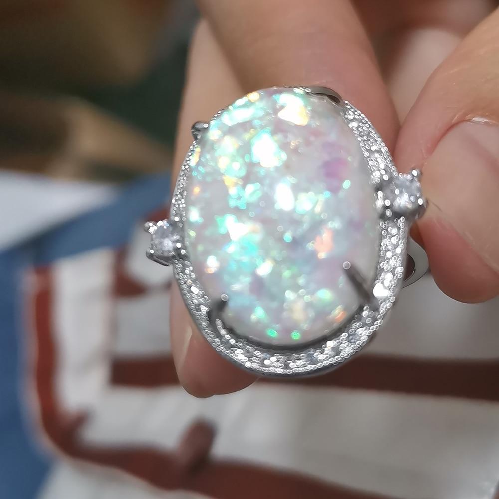 Women 'S 925 Sterling Silver Opal Ring Jewelry Ring Wholesale Size 6 -10