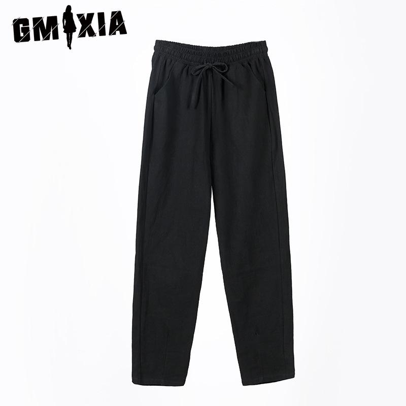 GMXIA 9 Color Pure Cotton Nine Point Trousers Spring Summer Slim Straight Loose Casual Pants Women Solid Color Harem Pants