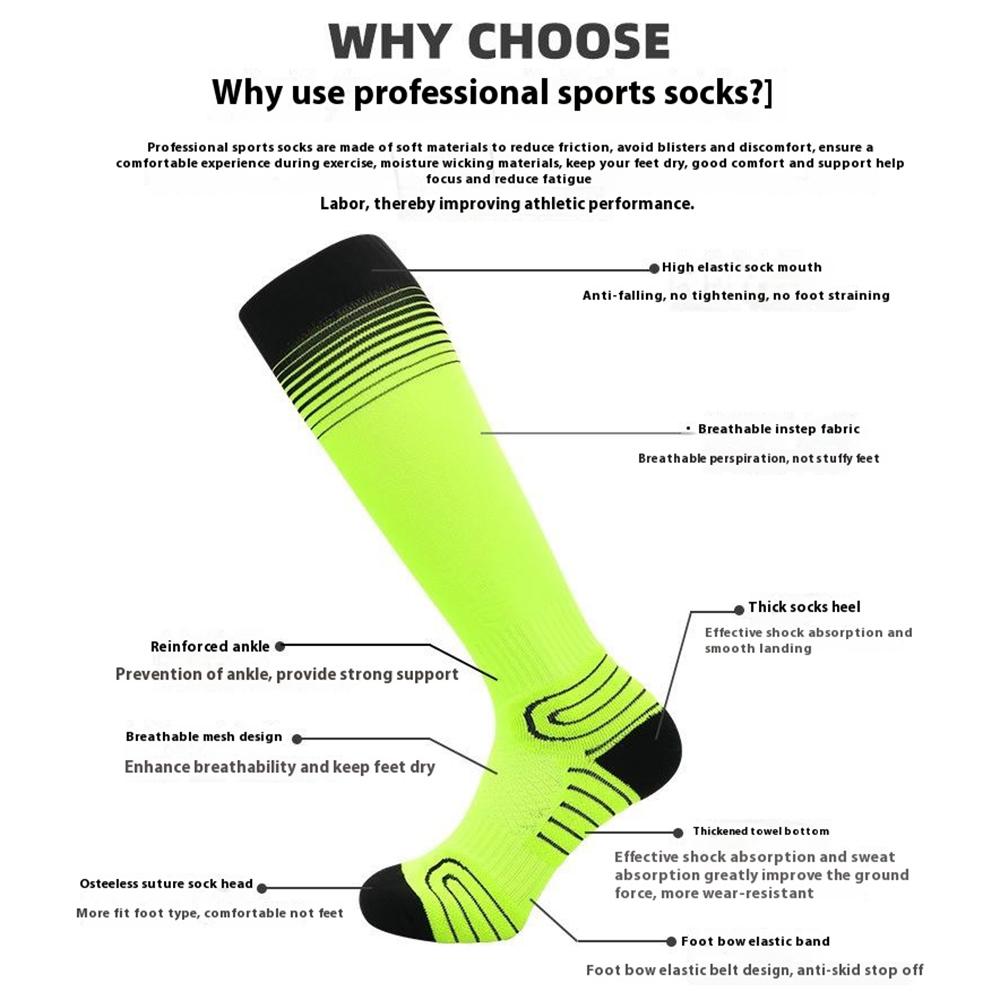 PORFIN 1 Pair M Size 34 - 38 Professional Football Socks Breathable High Tube Thickened Training Socks