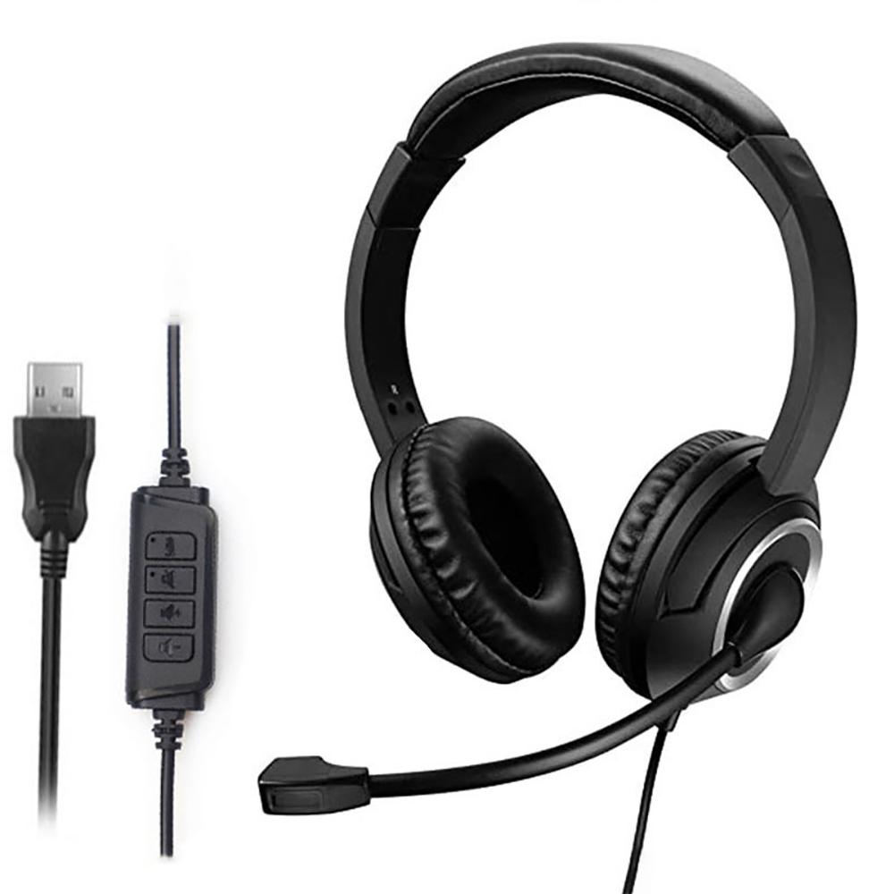Проводная USB-гарнитура для колл-центра, наушники с микрофоном и шумоподавлением, игровые гарнитуры с накладными наушниками для компьютера, ноутбука