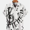 Men's Casual Shirt 3D Music Note Printed Hawaiian Men's Short Sleeve Lining