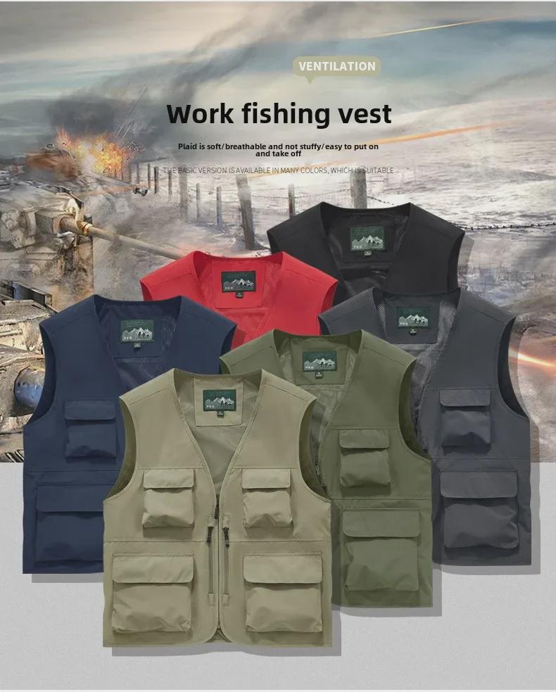 Мужской большой жилет с несколькими карманами для молодежи и пожилых людей - для работы на открытом воздухе и рыбалки