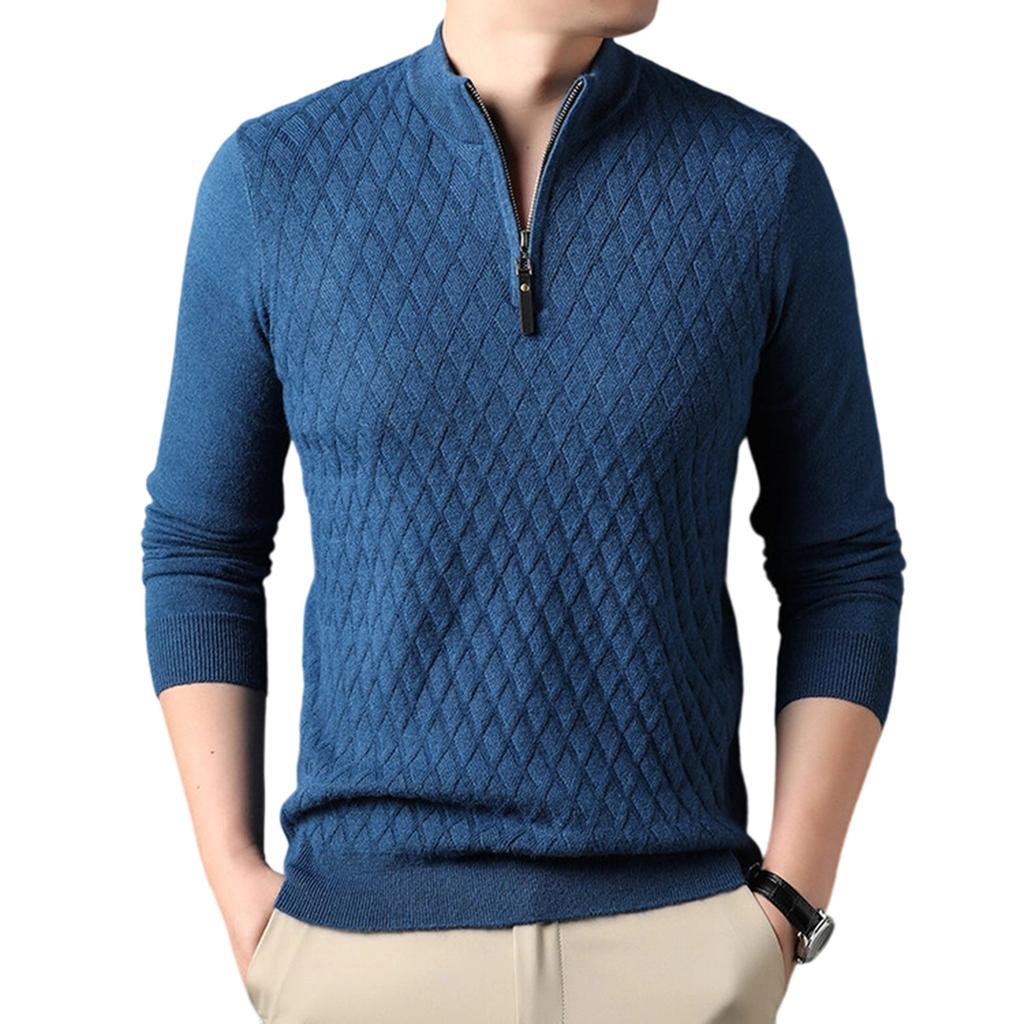 Men  Trend  Leisure  Half Zipper  Standing Collar  Knitted Sweater  Sweater