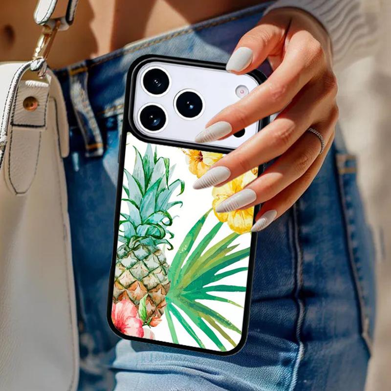 Акварельные пальмовые листья АНАНАС Чехол для телефона Для iPhone 17 Air 14 15 13 12 Max Чехол Для Apple 16e 11 Pro Max Plus Coque