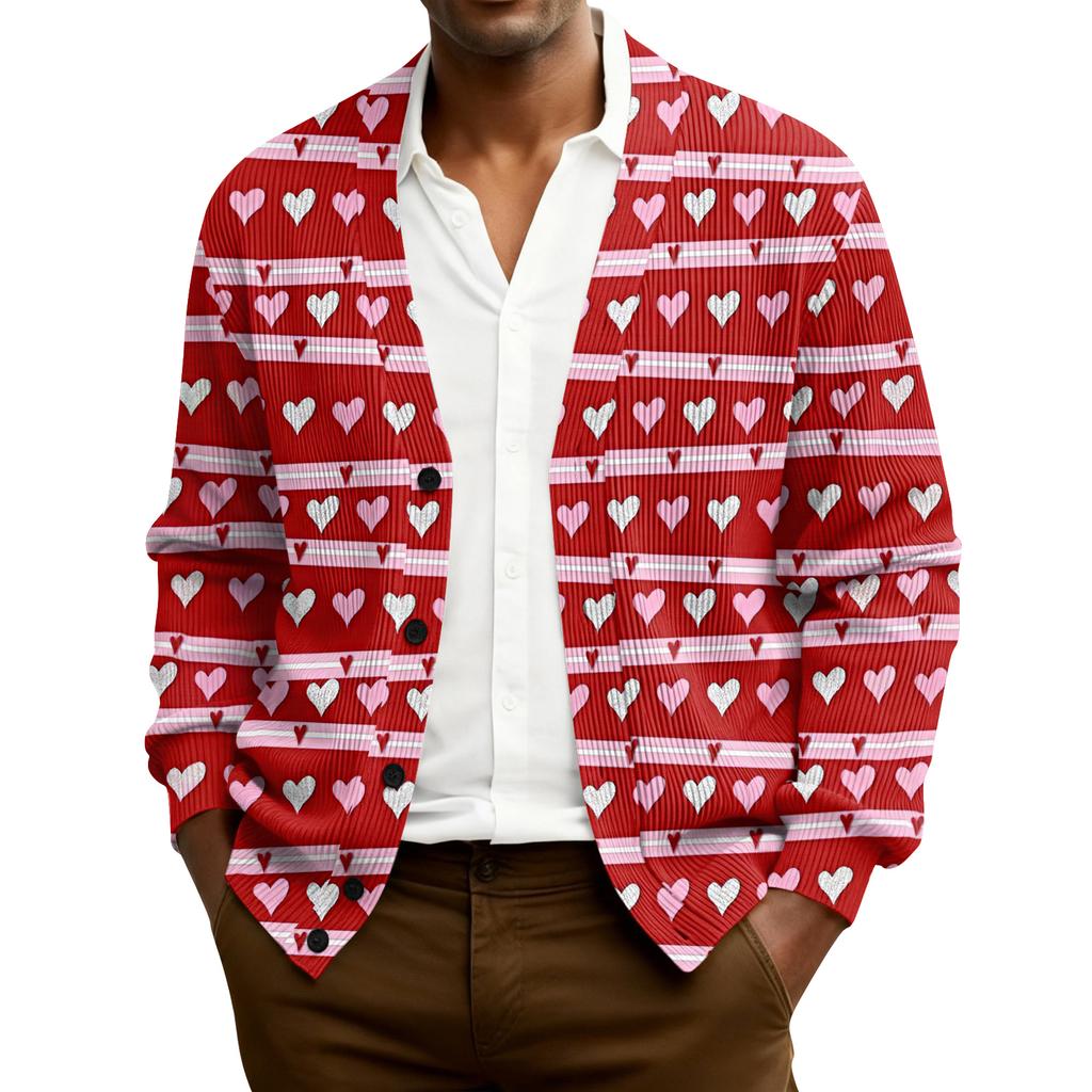 Мужской кардиган с длинным рукавом, рубчатой вязки