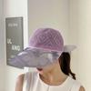 WTEMPO Summer Thin Breathable Women's Wide Brim Solid Color Sun Hats Hollow-out Elegant Casual Foldable Summer Outdoor Sunscreen Hats