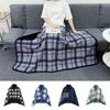 140*100cm Plush Stripe Warm Shawl Thicken Wearable Scarf Women Soft Flannel Blanket Shawl  Winter