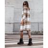 YYFS Women's Fashion Casual Plaid Print  Autumn Winter Long Sleeve POLO Neck Jackets & Coats