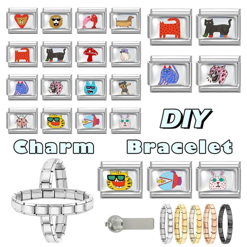 Креативный Персонализированный DIY Серия Мультяшных Животных Браслет-Шарм Прекрасная Рыба Собака Кошка Бусина Подходит для Браслета из Нержавеющей Стали 9мм Подарок