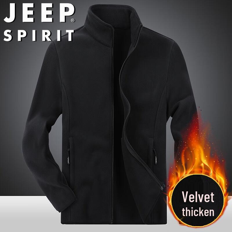 JEEP SPIRIT Men's Fleece Stand Collar Casual Jacket