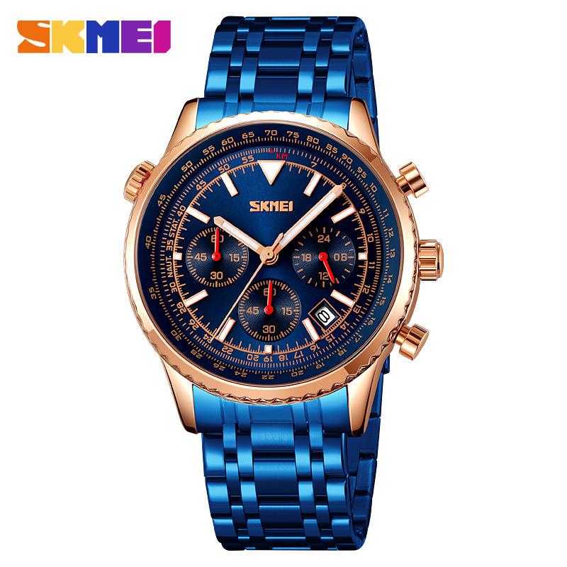 Moment America's новые мужские часы из нержавеющей стали с водонепроницаемым корпусом модные мужские часы многофункциональный хронограф кварцевые часы дилер