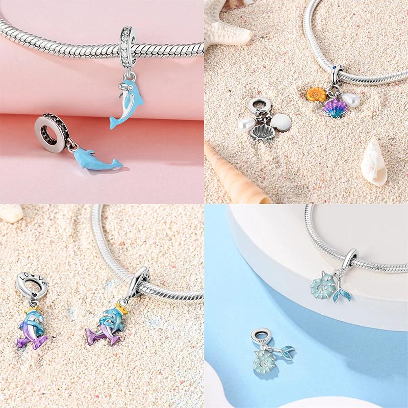 Elegant Copper Charms Sea Shell Starfish Dolphin Beads Fit Bracelet Necklace Bead Jewelry Making Fine Jewelry Gift