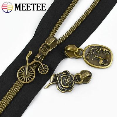 Meetee 5-20 шт. 5# Слайдер для нейлоновых молний, головка молнии из цинкового сплава, декор, бронзовый пуллер для молний, аксессуары для шитья куртки, пальто