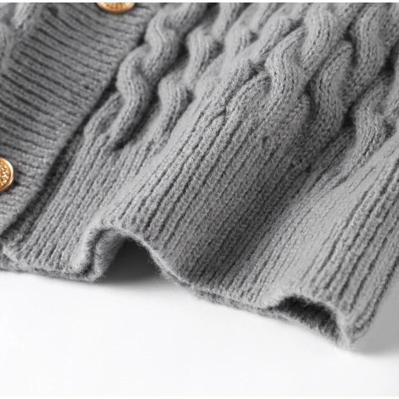 Однобортный топ с короткими рукавами Twist, осенний винтажный женский вязаный кардиган