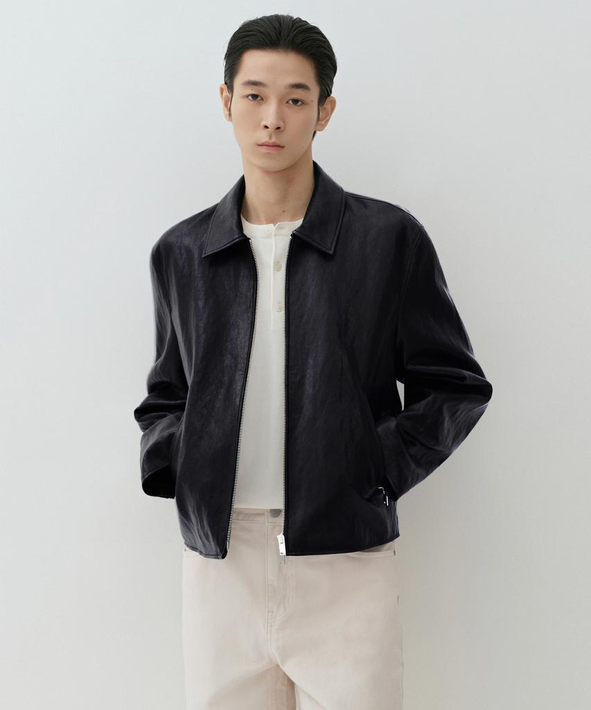 Musinsa Standard Crinkle Synthetic Leather Single Jacket [Black]