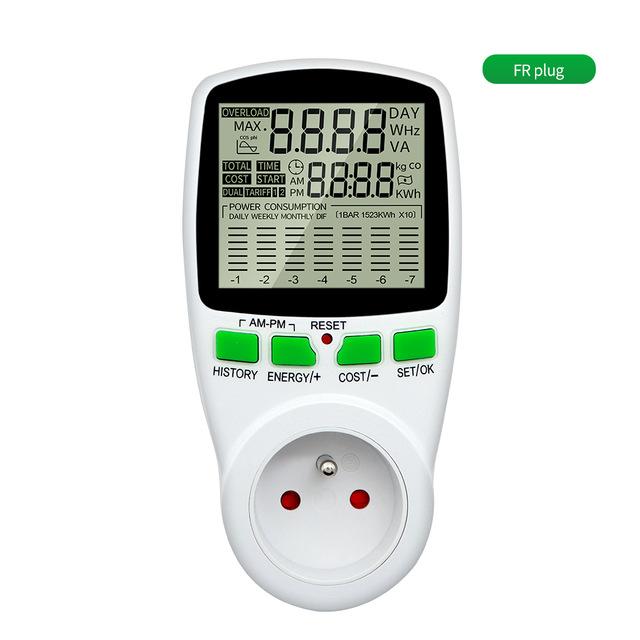 AC220V Digital Power Meter Electricity Wattmeter Kwh Energy Meter Socket Voltage Current Test EU US UK FR Plug Power Analyzer