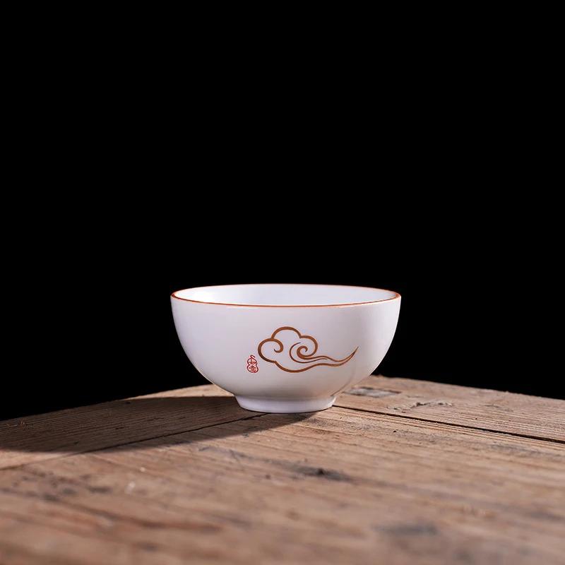 4 шт. высококачественная белая фарфоровая чайная чашка, белая чайная чашка из печи Дин, матовая глазурь, чайный сервиз Kung Fu, принадлежности для чайной церемонии, кружка
