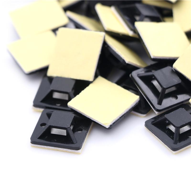 100 Pcs Self Adhesive Cable Tie Mount Base Holder 20 X 20 X 6Mm