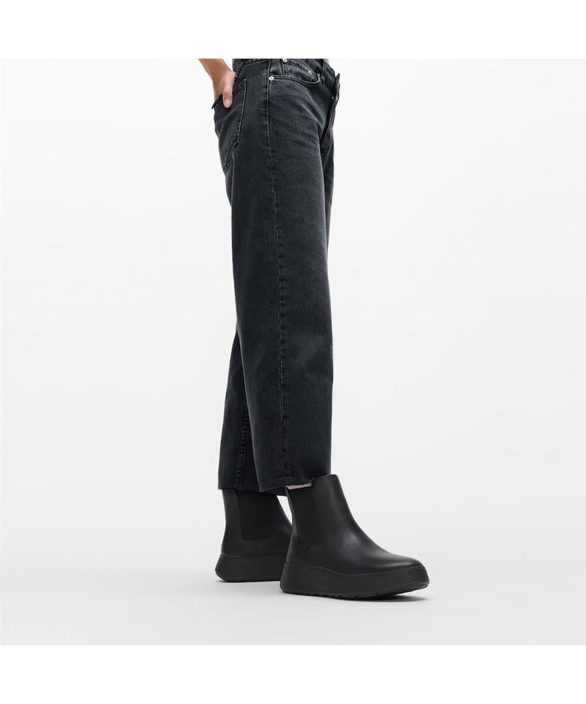 Fitflop [F-Mode] Women'S Leather Platform Chelsea Boots - All Black (Ft59K2B245)
